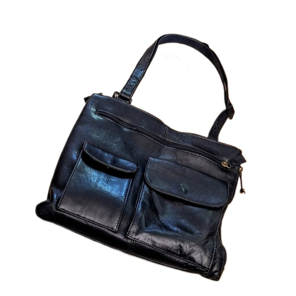 HOBO International 5 Pocket Black Leather Adjustable Shoulder Crossbody Bag